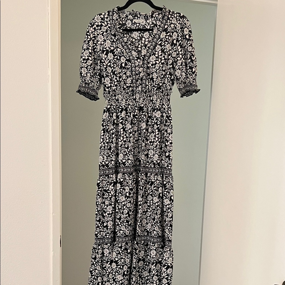 Floral Black and White Maxi Dress